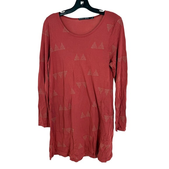 Gudrun Sjödén Tops - Gudrun Sjödén Tunic Top Small Orange Modal Long Sleeves Casual Comfy Pockets
